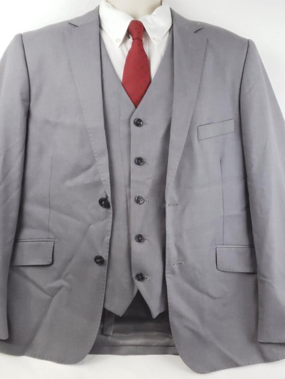 Berragamo Sport Coat & Vest Waistcoat Mens 44R Gray Notch Lapel Single Breasted